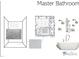 Layout diagram of a Primary bathroom with tub, shower, and patterned floor tiles at 5808 Norwood Ridge Dr, Raleigh, NC 27614