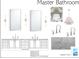 Primary bathroom featuring double sink vanity, modern lighting, and countertop at 5808 Norwood Ridge Dr, Raleigh, NC 27614
