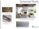 Screened porch with brick fireplace, stained ceiling, and stone floors at 5808 Norwood Ridge Dr, Raleigh, NC 27614