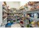 Organized pantry featuring wire shelving stocked with a variety of food items and kitchen staples at 6609 Truxton Ln, Raleigh, NC 27616