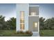 Rendering of a modern two-story home with a gray brick facade, gray siding and large windows at 95 Parkland Dr, Pittsboro, NC 27312