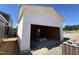 Exterior view of a one-car garage with open framing at 95 Parkland Dr, Pittsboro, NC 27312