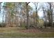 Large, lush backyard with mature trees creating a peaceful, natural setting at 105 Mary St, Carrboro, NC 27510