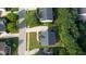 Bird's eye view of a property featuring a well-kept lawn and surrounding trees at 229 Shillings Chase Dr, Cary, NC 27518