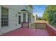 This spacious wood deck has views of a beautifully landscaped backyard at 229 Shillings Chase Dr, Cary, NC 27518