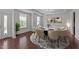 Elegant dining room featuring a round table, stylish rug, and bright natural light at 705 Prince Dr, Holly Springs, NC 27540