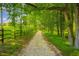 Gravel driveway lined with a fence and lush trees, leading to the property at 71 Del Corso Ct, Clayton, NC 27527