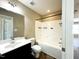 Bathroom with single vanity, toilet and shower-tub combo, designed for relaxation and convenience at 4519 Tarkiln Pl, Wake Forest, NC 27587