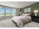 Serene bedroom features plush carpeting, large windows for natural light, and a calming color scheme at 6411 Granite Quarry Dr, Raleigh, NC 27610