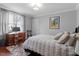 Bedroom featuring wood floors, neutral tones, and a desk area creating a comfortable living space at 711 S East Street St, Raleigh, NC 27601