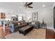 This open-concept living room seamlessly connects to the kitchen and dining areas for easy interaction at 711 S East Street St, Raleigh, NC 27601