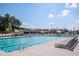 Large community pool with plenty of lounge chairs and umbrellas, ideal for relaxing on a sunny day at 720 Ben Ledi Ct, Raleigh, NC 27603