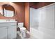 This bathroom is equipped with a shower and new fixtures at 10210 Sablewood Drive # 112, Raleigh, NC 27617