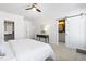 This primary bedroom leads to the bathroom with sliding door entry at 10210 Sablewood Drive # 112, Raleigh, NC 27617