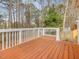 Spacious wood deck with white railing offering plenty of room for entertaining and enjoying the outdoors at 204 Sugarland Dr, Apex, NC 27502