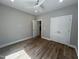 Bedroom featuring recessed lighting, ceiling fan, hardwood floors, and double door closet at 3273 Argyll Dr, Sanford, NC 27332