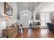 Elegant foyer boasts hardwood floors, a high ceiling, and abundant natural light at 3655 Pleasants Ridge Dr, Wake Forest, NC 27587