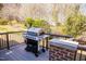 A stainless steel gas grill sits ready for use on the home's wooden deck at 48 Blue Heron Ln, Roxboro, NC 27574