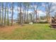 Backyard with small shed and some trees at 715 Shay Dr, Durham, NC 27704