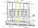 Detailed plot map showing property lines, building footprints, and lot dimensions within a planned community at 10016 Secluded Garden Drive Rd # 186, Apex, NC 27523