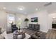 Bright living room with hardwood floors, recessed lighting, comfortable seating, and a large window at 1003 Red Roses Ave, Durham, NC 27703