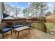 Inviting backyard deck with comfortable outdoor seating and a view of the fenced-in yard at 215 Seventh St, Wake Forest, NC 27587