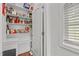 Spacious walk-in pantry with organized shelving for ample storage at 215 Seventh St, Wake Forest, NC 27587