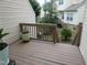 View of the home's wood deck and backyard at 4245 Toccopola St, Raleigh, NC 27604