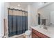 Standard bathroom featuring a shower, sink and bath towels at 580 Long View Dr, Youngsville, NC 27596