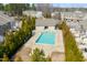 Community pool surrounded by lush trees, offering a private retreat for residents at 6233 Pesta Ct, Raleigh, NC 27612