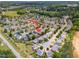 Neighborhood aerial view showcases tree-lined streets, well-maintained homes, and community layout near open green space at 1009 Limeberry Ct, Clayton, NC 27520
