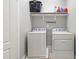 The laundry room includes modern white appliances and a shelf for supplies at 109 Belle Plain Dr, Morrisville, NC 27560