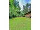 Lush green backyard with mature trees, offering shade and privacy at 1115 Park Ave, Henderson, NC 27536