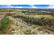 An aerial view shows homes, yards and trees at 147 Everwood Dr, Four Oaks, NC 27524