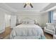 Bright and airy main bedroom with a tray ceiling, ceiling fan and sitting area at 1916 Edens Ridge Ave, Wake Forest, NC 27587