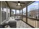 Cozy screened porch featuring comfortable seating and views of the backyard at 1916 Edens Ridge Ave, Wake Forest, NC 27587