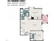 Detailed floor plan layout with dimensions for rooms including primary bath, bedroom, living and dining areas at 201 Finsbury St # 201, Durham, NC 27703