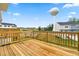Private wooden deck overlooks street with views of surrounding community at 605 Silverado Sunset Loop, Wendell, NC 27591
