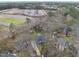 Aerial view of backyard featuring an adjacent football field and parking lot at 8304 Circlewood Ct, Raleigh, NC 27615