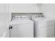 Close up view of the modern white Whirlpool washing and drying machines at 100 Dunedin Ct, Cary, NC 27511