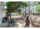 Backyard with patio, barbecue grill, mature trees, and seating area for outdoor enjoyment at 1004 Plateau Ln, Raleigh, NC 27615