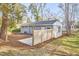 Spacious backyard with wooden fence, concrete patio, and newly mulched areas at 101 Newell St, Durham, NC 27705