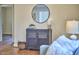 Charming living room with hardwood floors, modern cabinet, and decorative accents at 101 Newell St, Durham, NC 27705