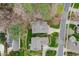 Birds eye view of properties, showcasing their roofs, manicured lawns, driveways, and landscaping at 1428 Heritage Links Dr, Wake Forest, NC 27587