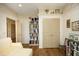 Inviting living room showcases built-in bookshelves, stylish decor, and hardwood flooring at 1914 Tweed Ln, Burlington, NC 27215