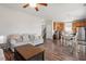 Spacious living area that seamlessly connects to the kitchen with hardwood floors at 3007 Cardinal Lake Dr, Durham, NC 27704