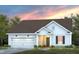 Charming one-story home with white siding, inviting entrance, attached garage and beautiful landscaped front yard at 780 Ben Ledi Ct, Raleigh, NC 27603