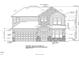 A schematic elevation showing the home's architectural details and design elements at 789 Old Station Pointe, Angier, NC 27501