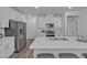 Modern kitchen featuring white cabinets, stainless steel appliances, and a spacious island at 1131 Pate Farm Ln, Durham, NC 27703