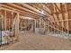 Spacious unfinished attic with wooden beams, insulation, and OSB flooring, providing ample potential at 1220 Bethlehem Rd, Knightdale, NC 27545